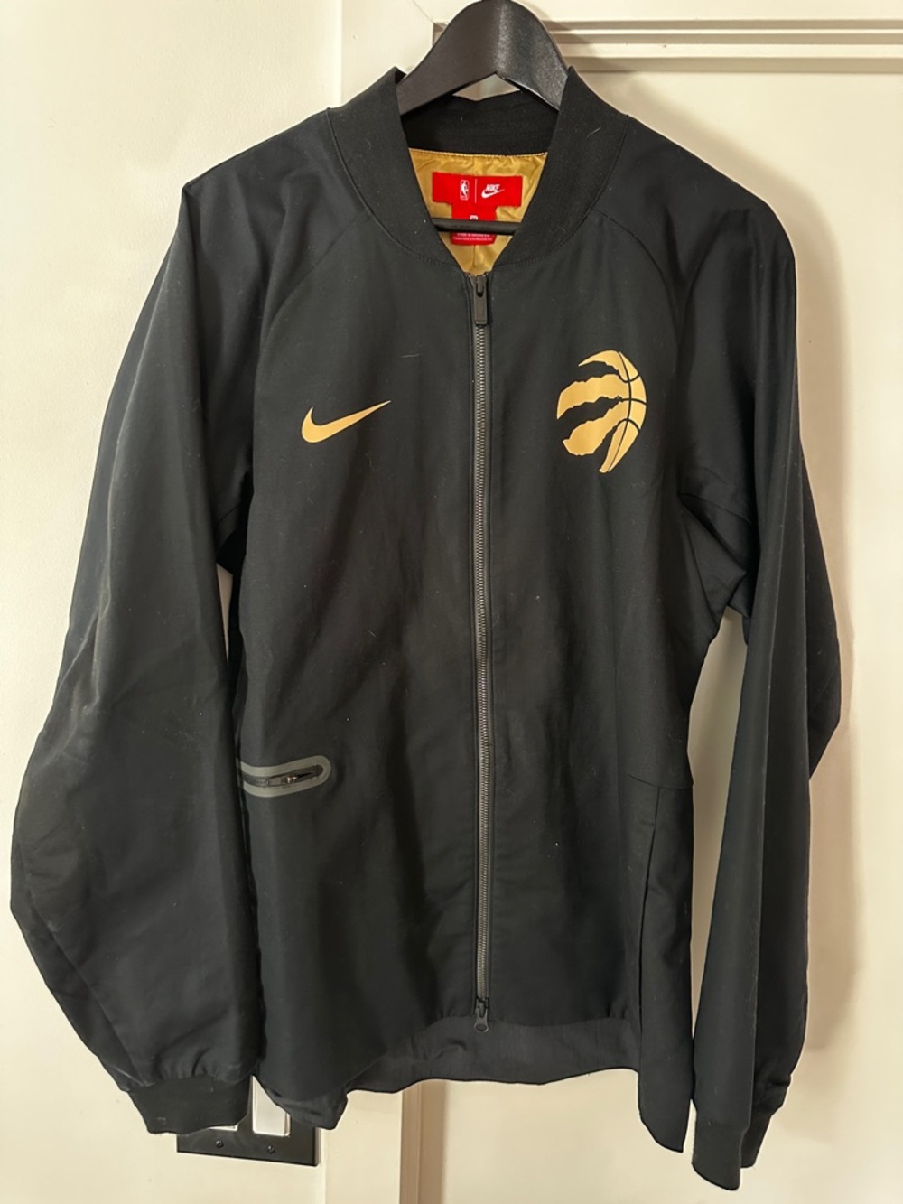 Nike Black Jacket with Gold Lining and Red Labels